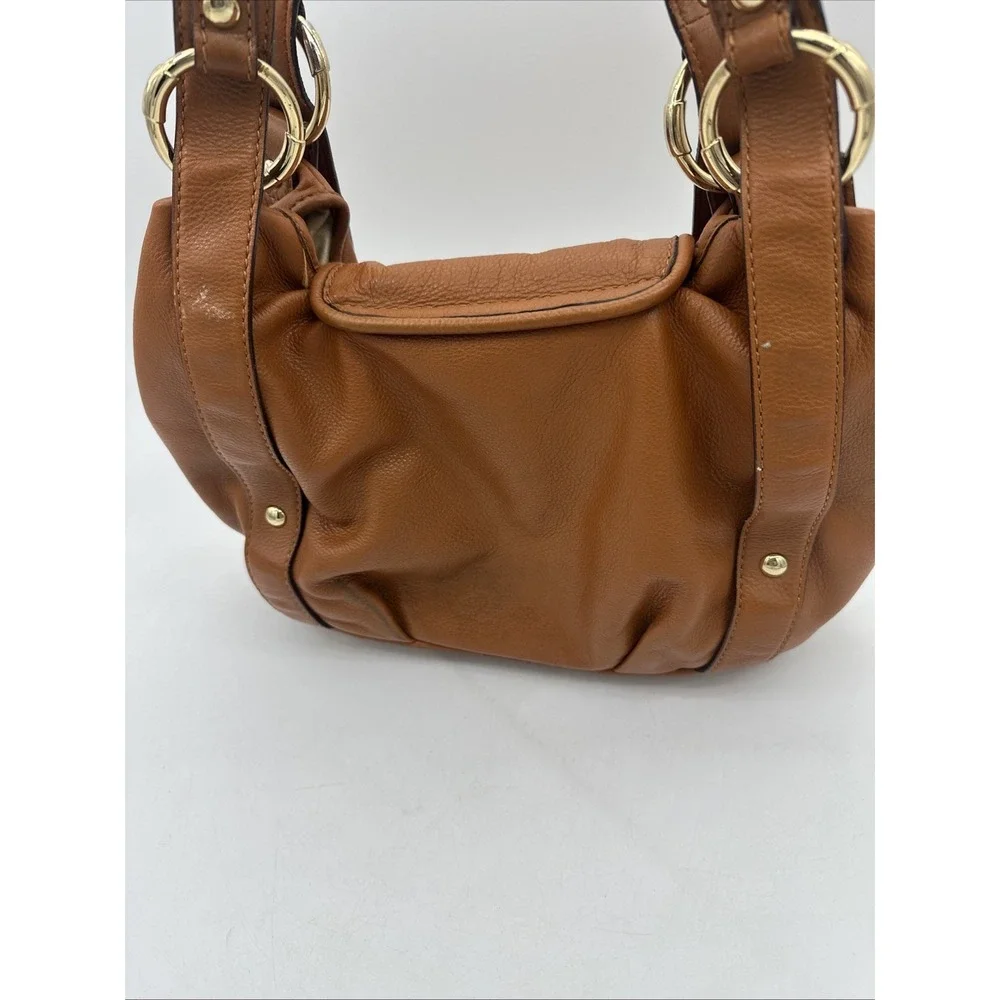 Michael Kors Fulton‎ Leather Hobo Shoulder Bag Pebbled Brown 15x11